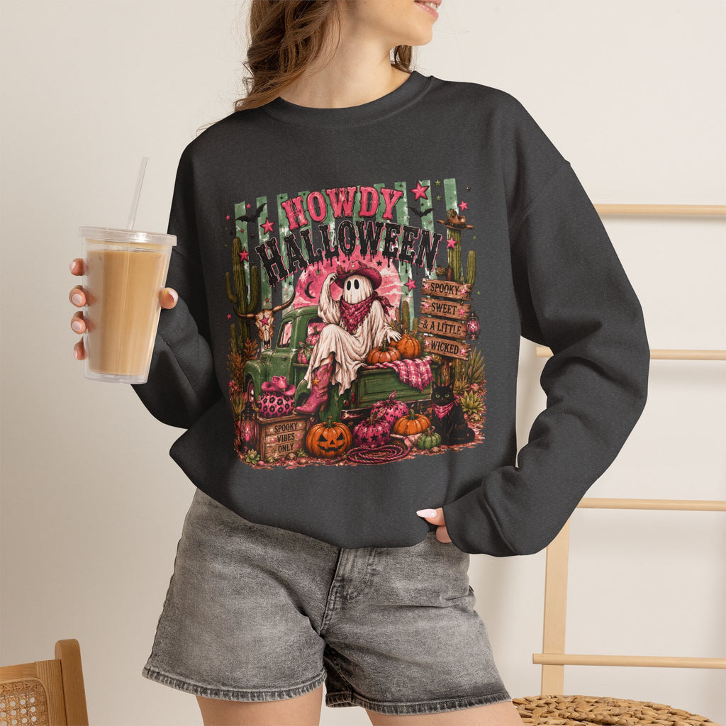Howdy Halloween Crewneck Sweatshirt – Southwestern Ghost Pumpkin Fall Sweatshirt