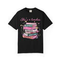 Teacher Appreciation T-Shirt — "She's a Teacher" Floral Stack Design