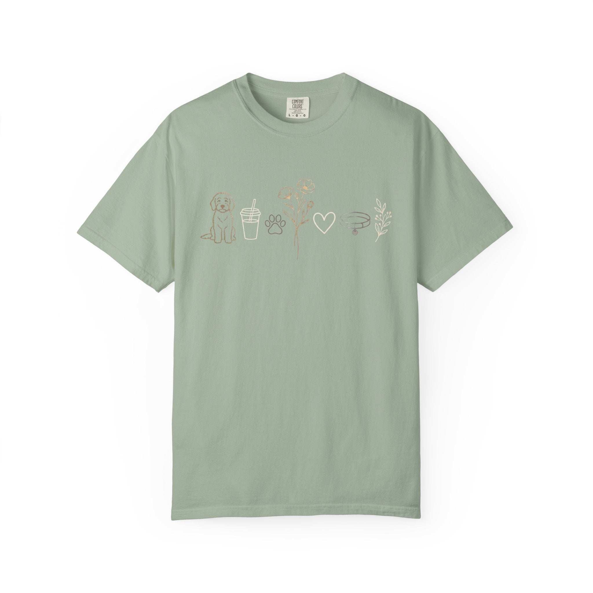 Doodle & Wildflower T-Shirt — Minimal Line Art Dog Tee