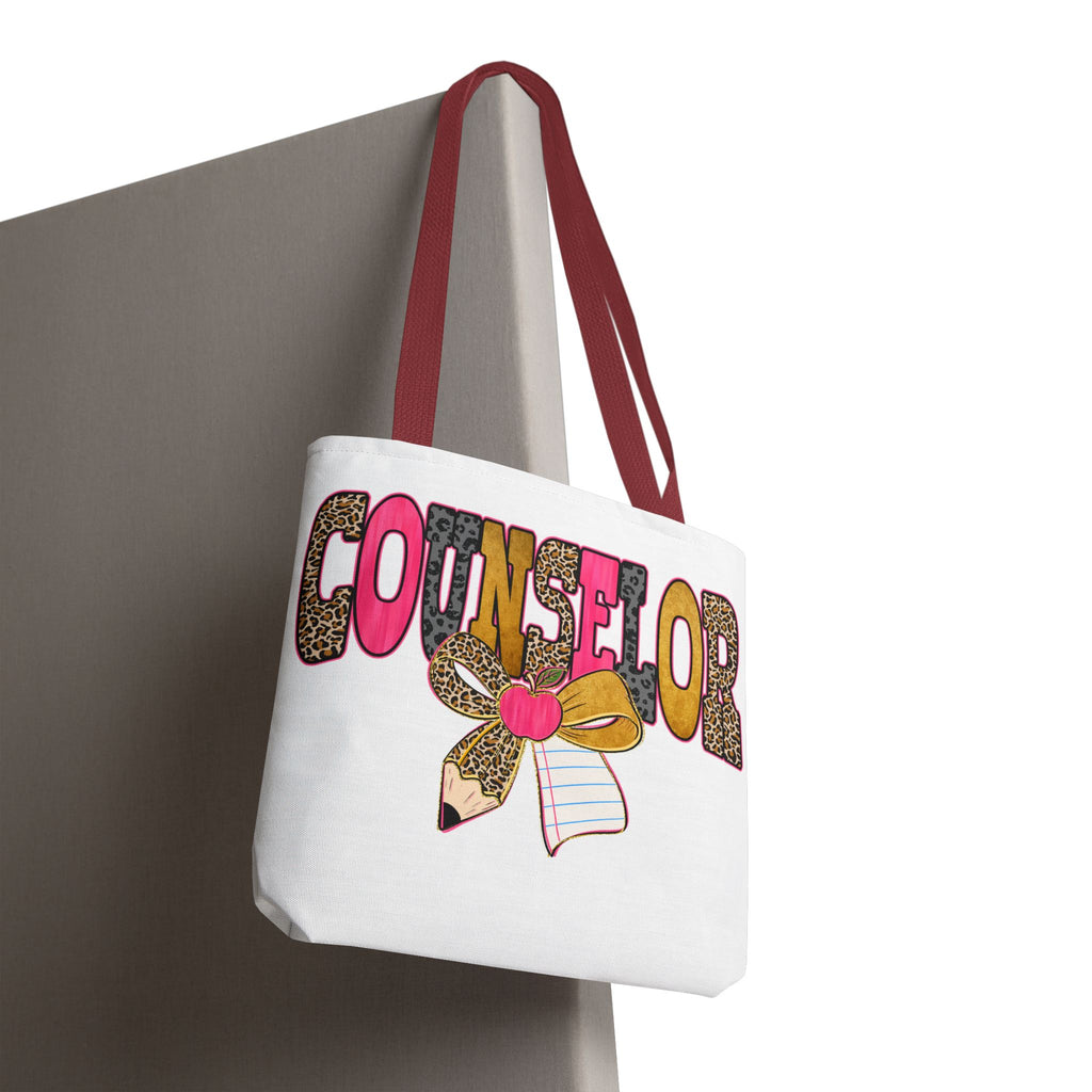 Counselor Tote Bag — Cute Leopard Pencil & Ribbon School Counselor Gift