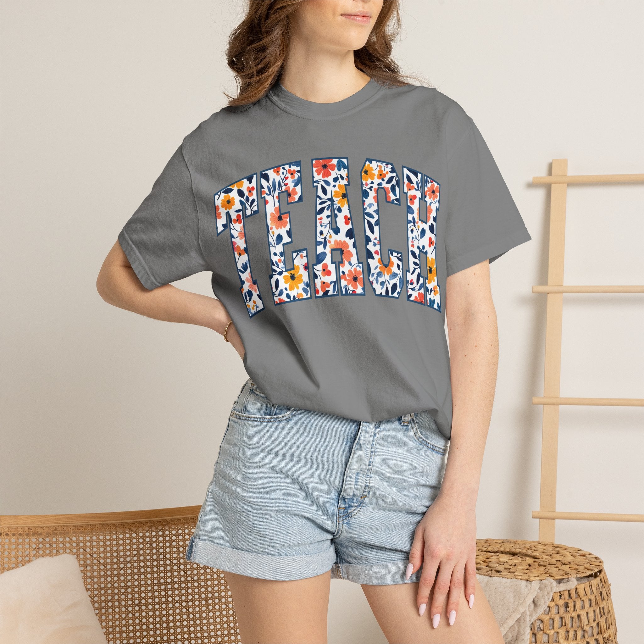 Teach Floral T‑Shirt — Floral Pattern TEACH Teacher Appreciation Gift