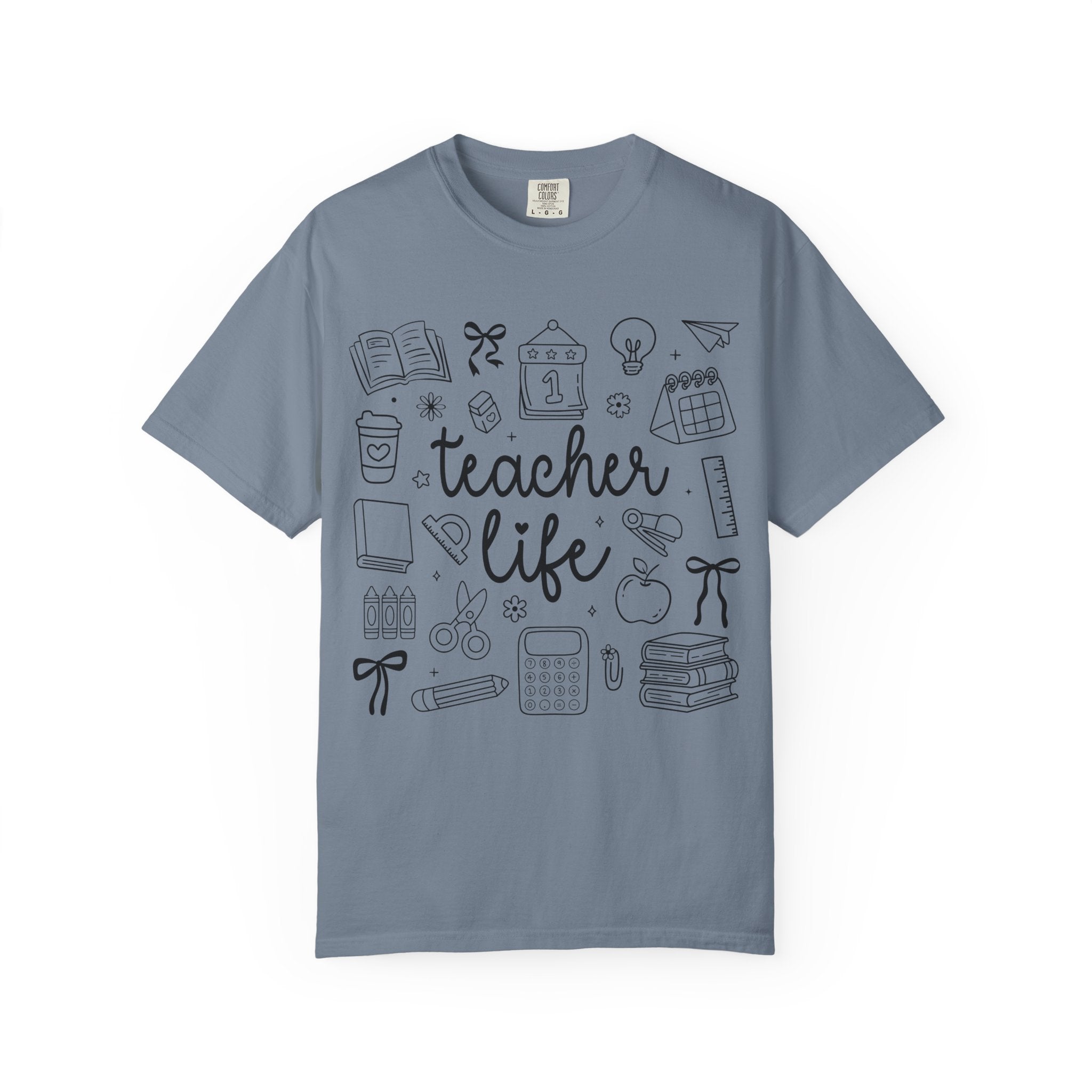 Teacher Life T-Shirt — School Supplies Sketch Graphic Tee