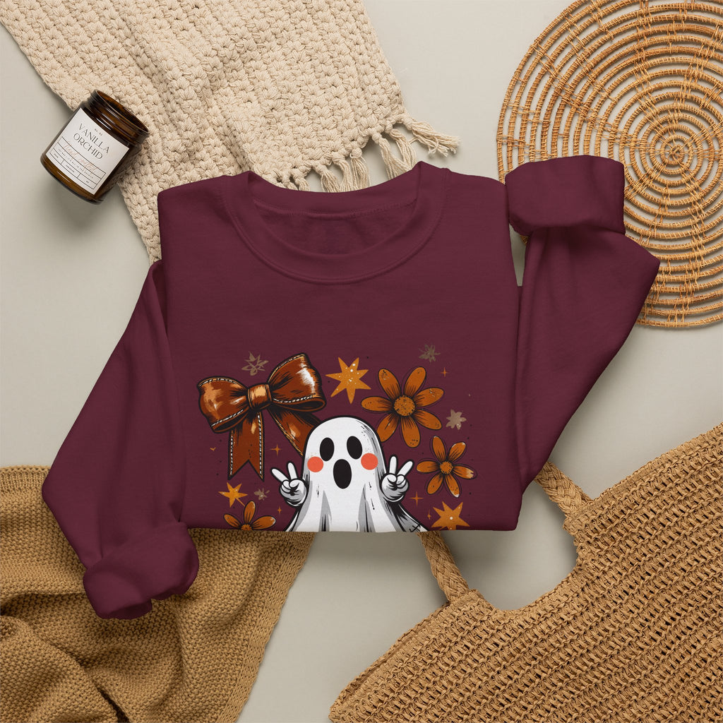 Football Ghost Crewneck Sweatshirt – Cute Spooky Game Day Design