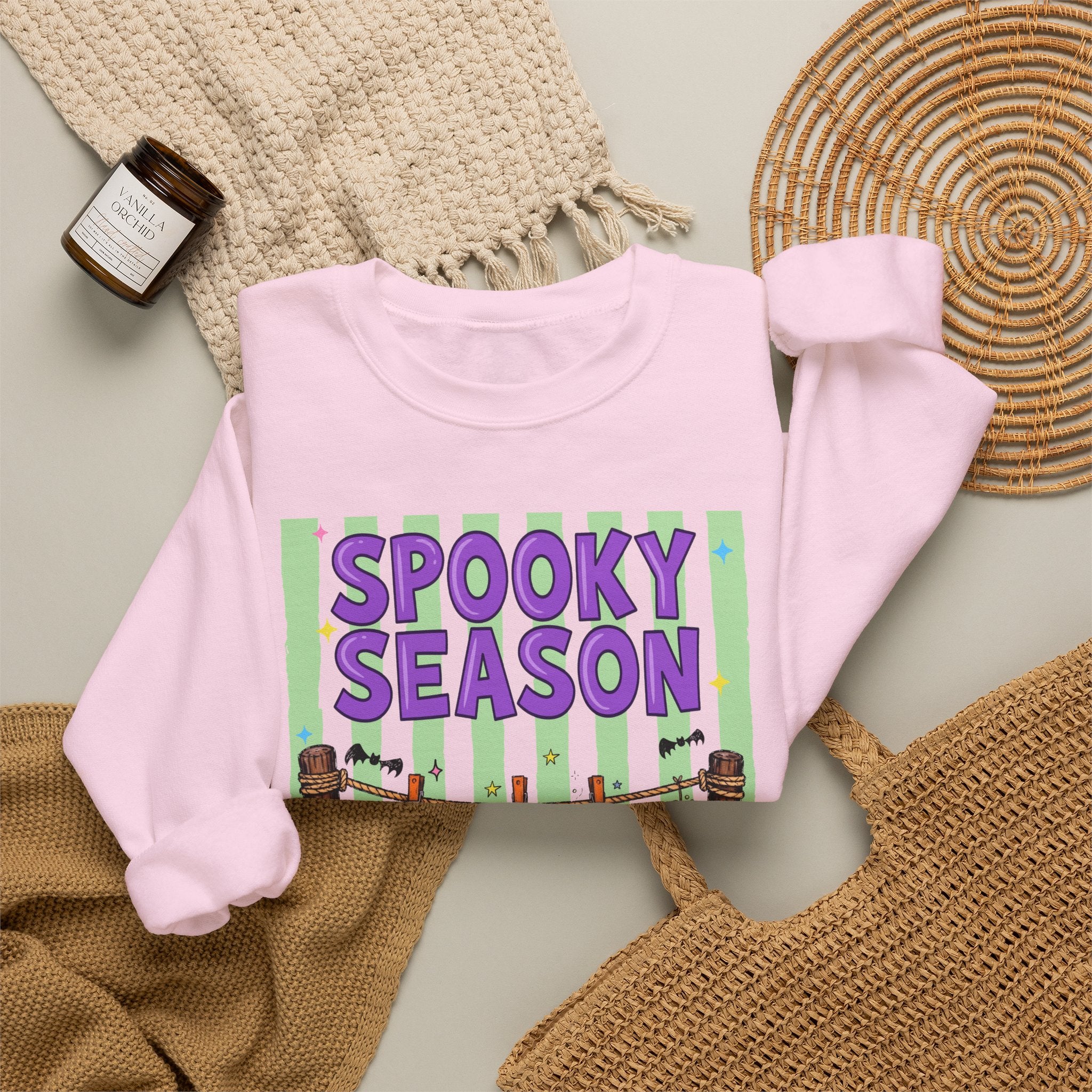 Sweatshirt — "Spooky Season" Ghost, Witch & Cat Halloween Crewneck