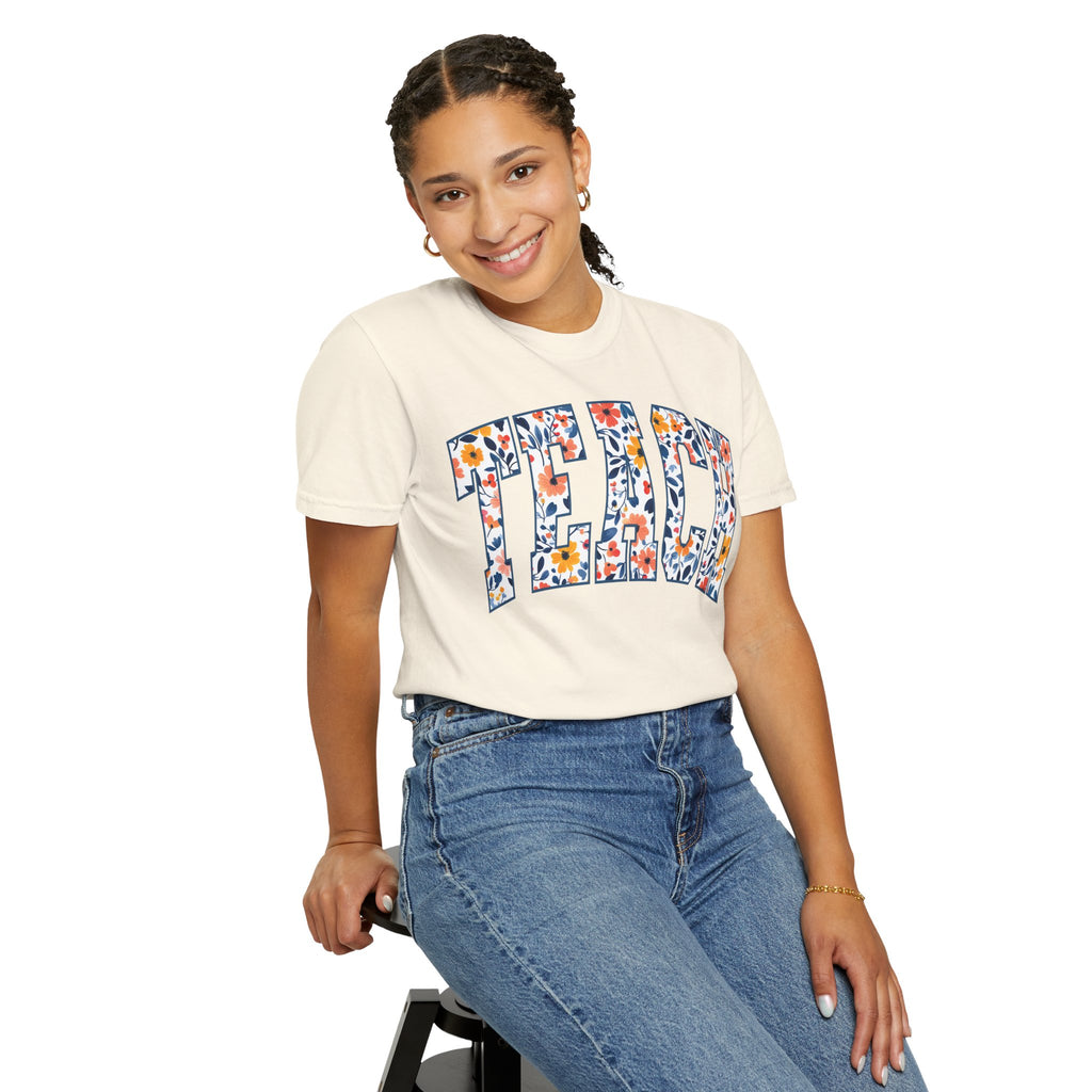 Teach Floral T‑Shirt — Floral Pattern TEACH Teacher Appreciation Gift