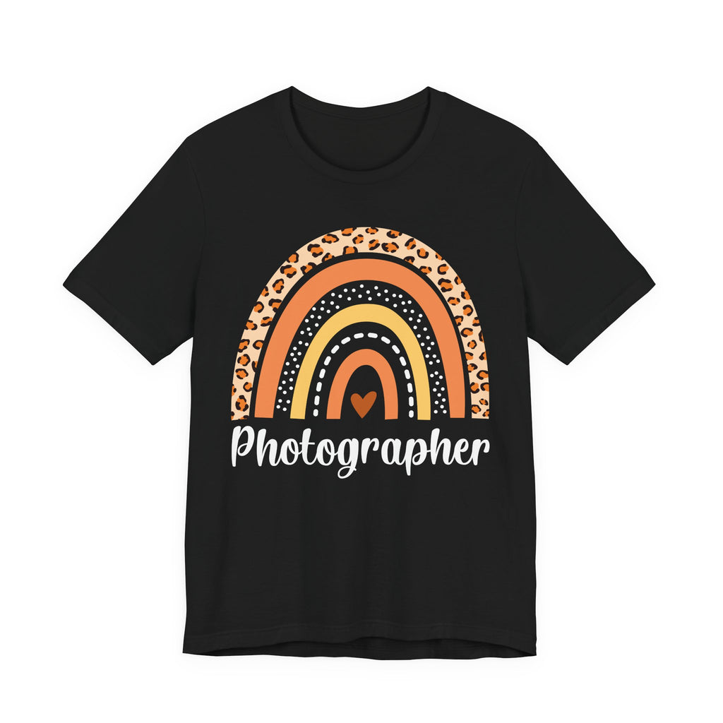 Leopard Rainbow  Photographer Tee — Boho Heart Graphic T-Shirt