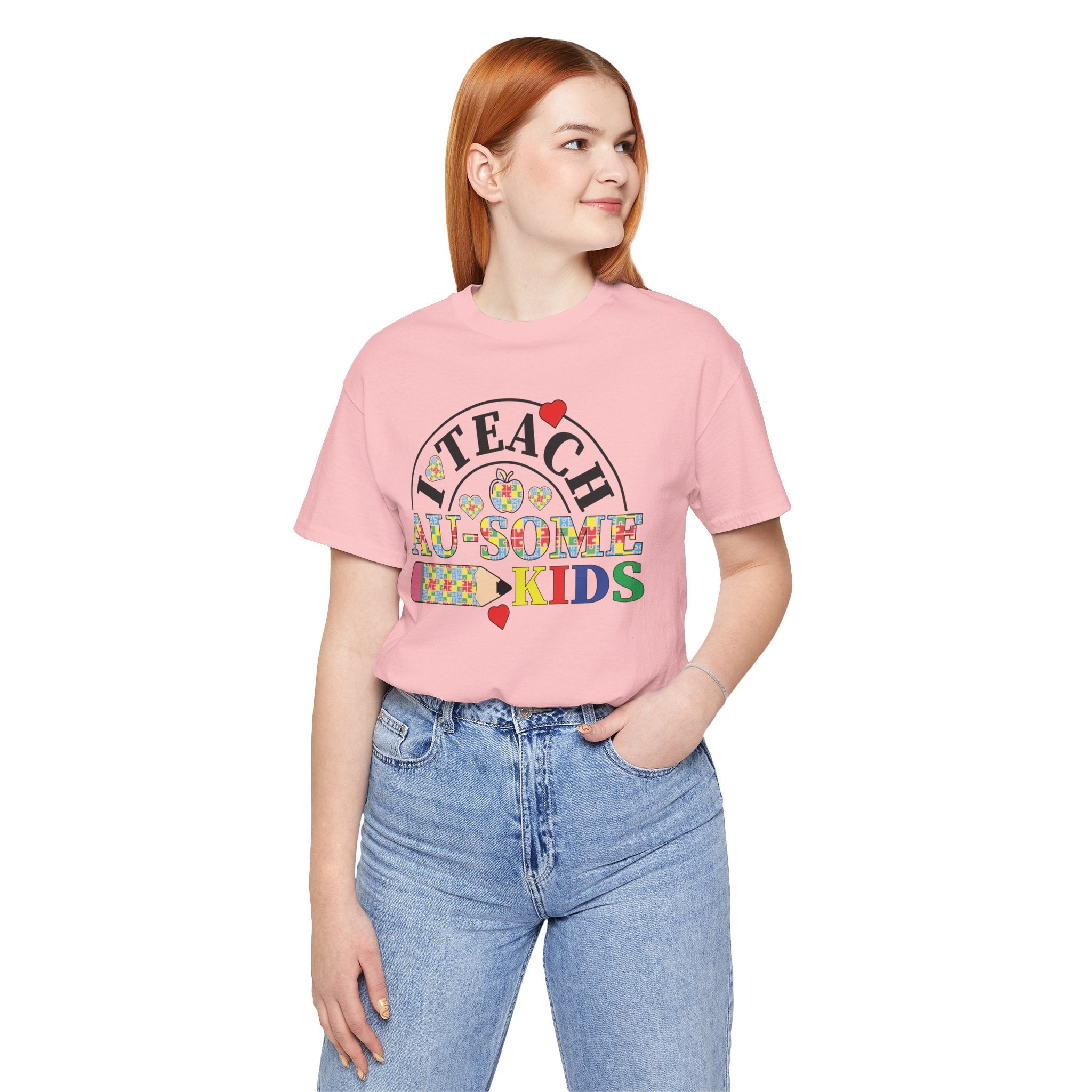 I Teach Awesome Kids T-Shirt — Colorful Autism Awareness Teacher Tee