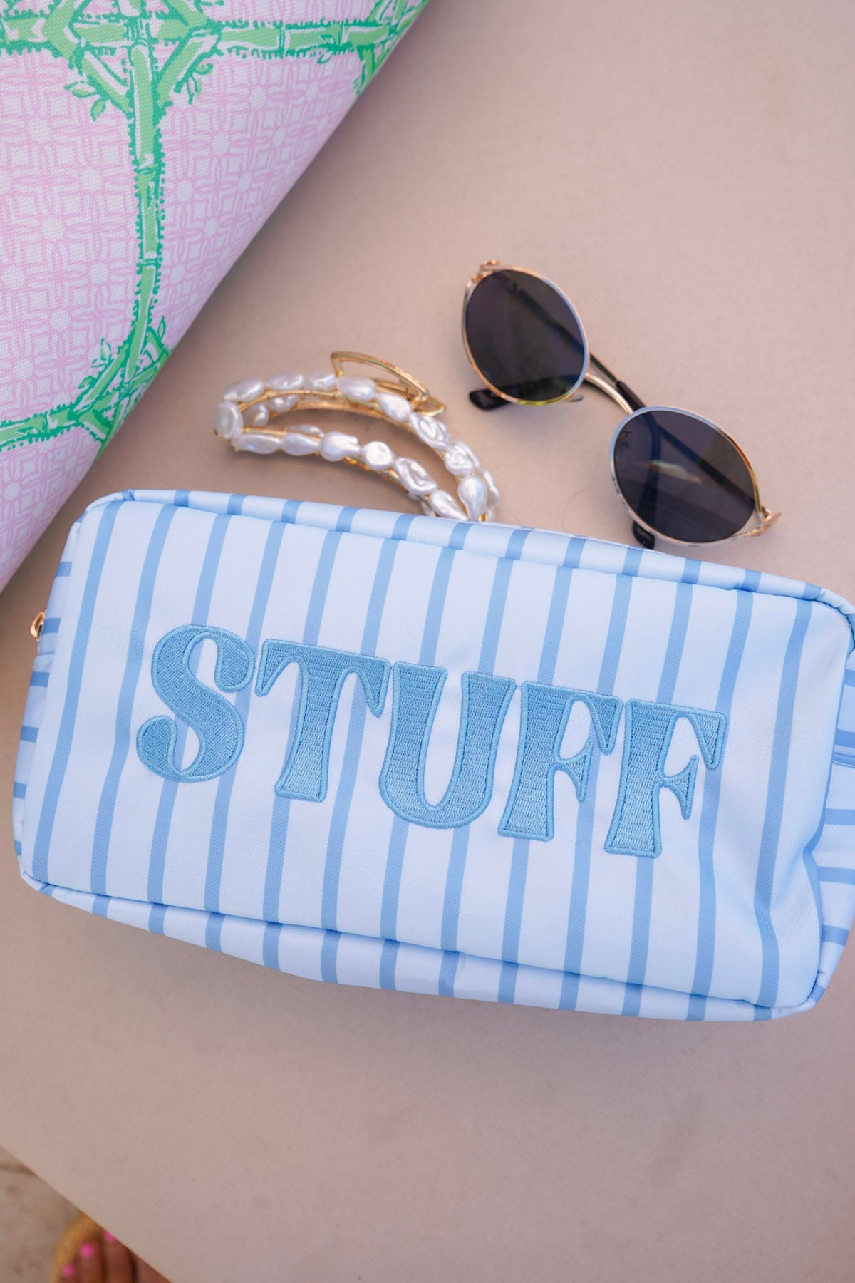Striped Travel- Ready Cosmetic Bags