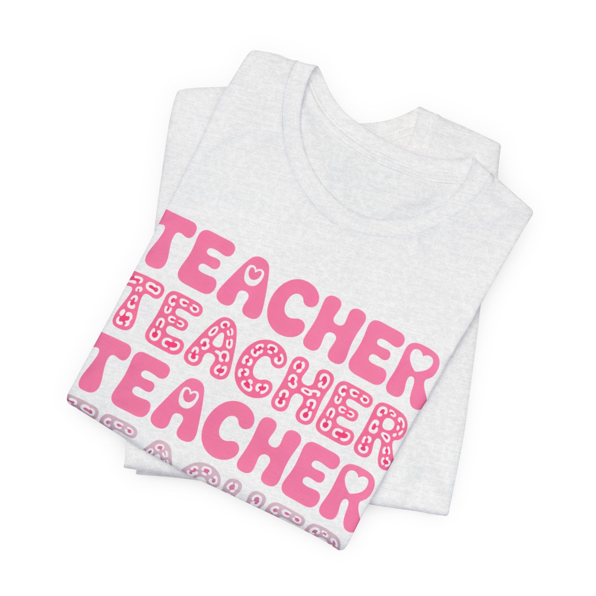 Teacher Repeating Pink Typography T‑Shirt