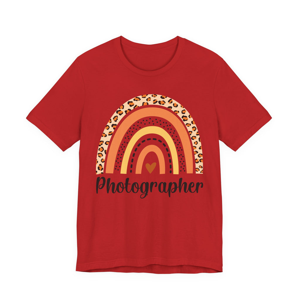 Photographer Rainbow Tee — Leopard Print Rainbow Graphic T-Shirt for Photographers