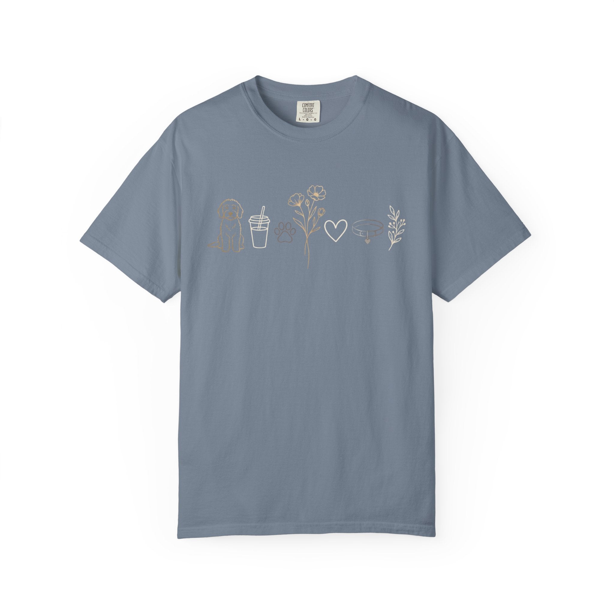 Doodle & Wildflower T-Shirt — Minimal Line Art Dog Tee