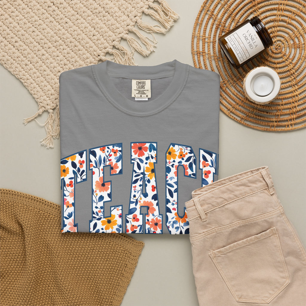 Teach Floral T‑Shirt — Floral Pattern TEACH Teacher Appreciation Gift