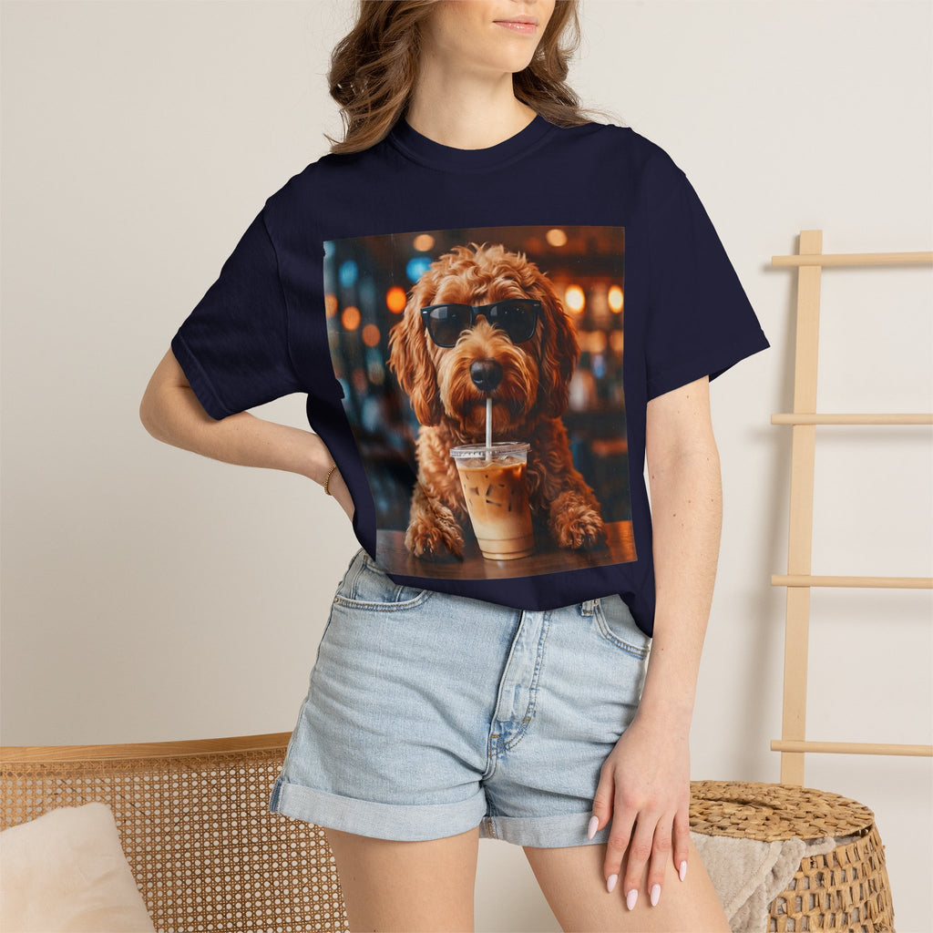 Cool Dog Drinking Iced Coffee T-Shirt