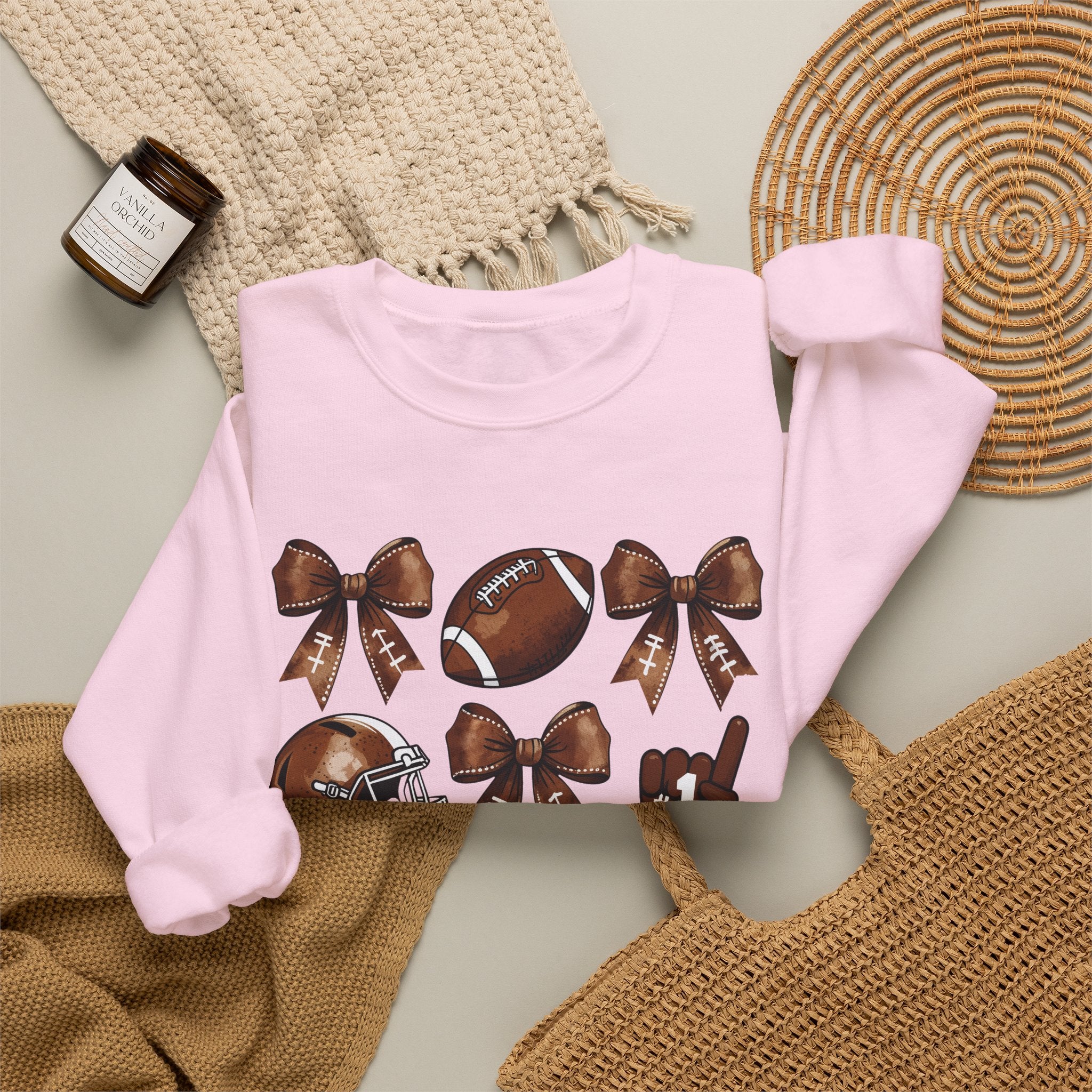 Football Ribbon Icons Crewneck Sweatshirt
