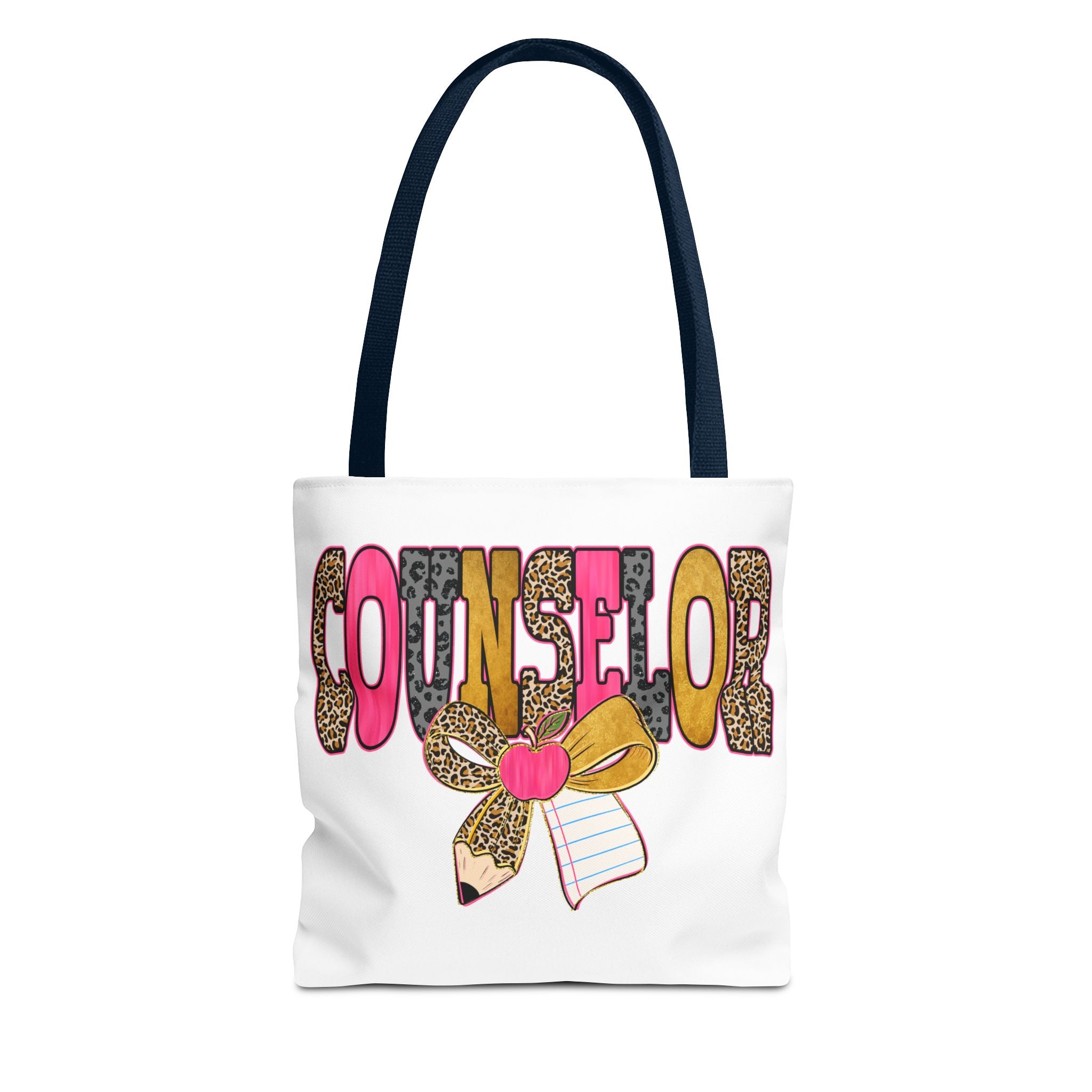 Counselor Tote Bag — Cute Leopard Pencil & Ribbon School Counselor Gift