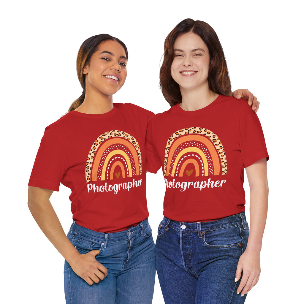 Leopard Rainbow  Photographer Tee — Boho Heart Graphic T-Shirt