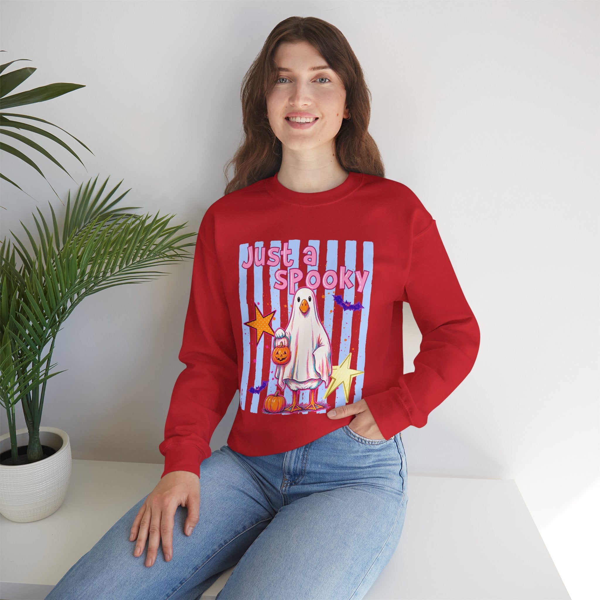 Ghost Costume Sweatshirt — "Just a Spooky" Cute Halloween Crewneck