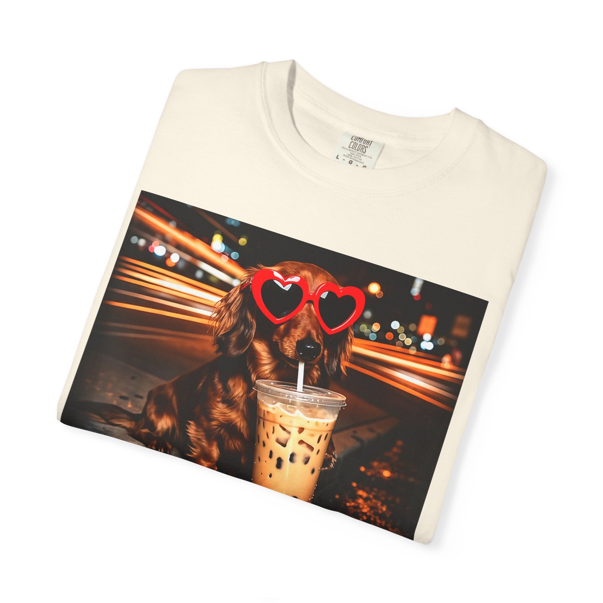 Dachshund with Heart Sunglasses & Bubble Tea T-Shirt
