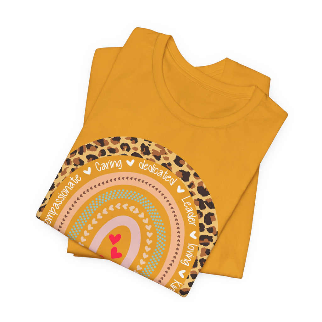 Leopard Rainbow Tee — Cute Pastel Heart Rainbow Graphic T-Shirt
