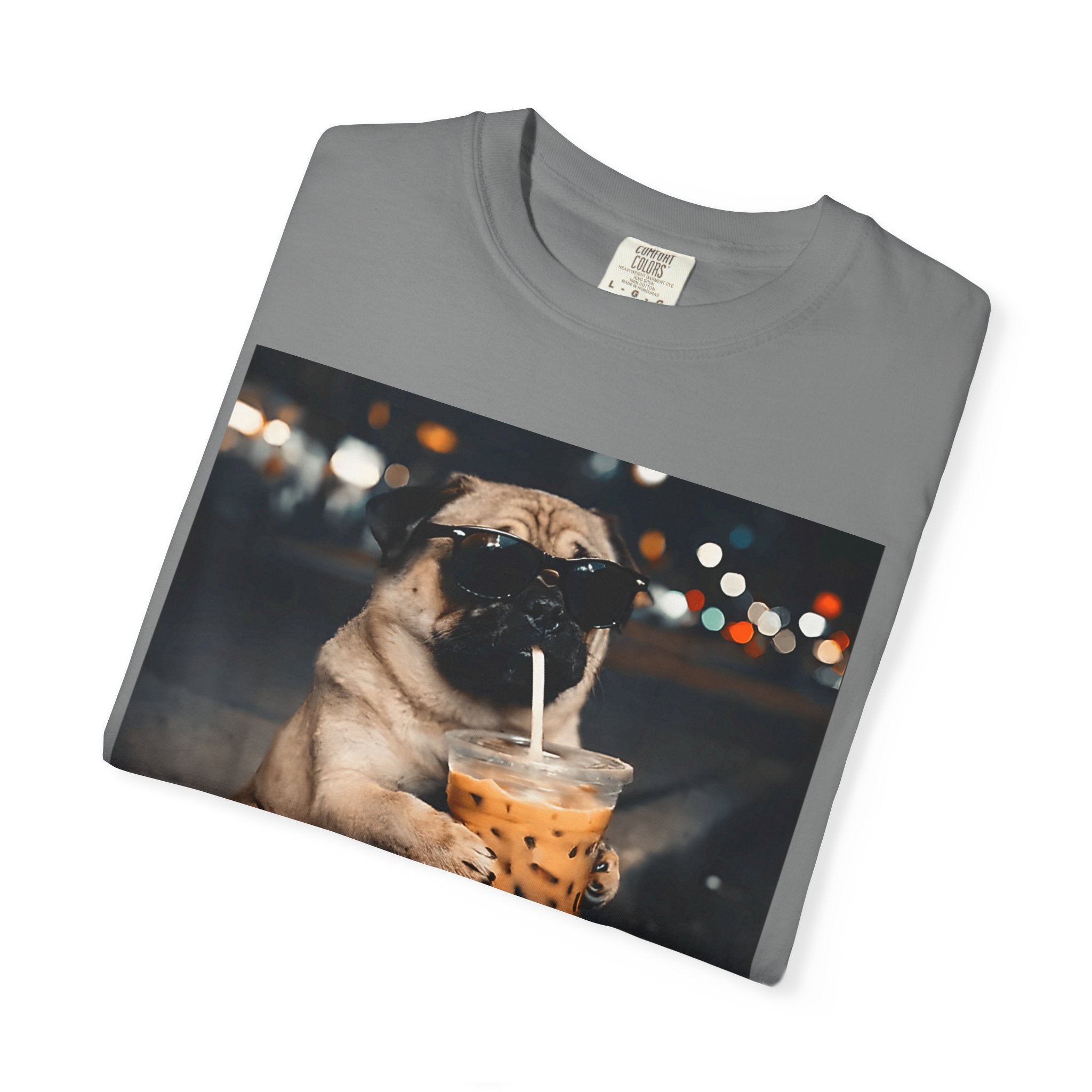 Pug Drinking Boba T‑Shirt — Cute Dog Bubble Tea Graphic Tee