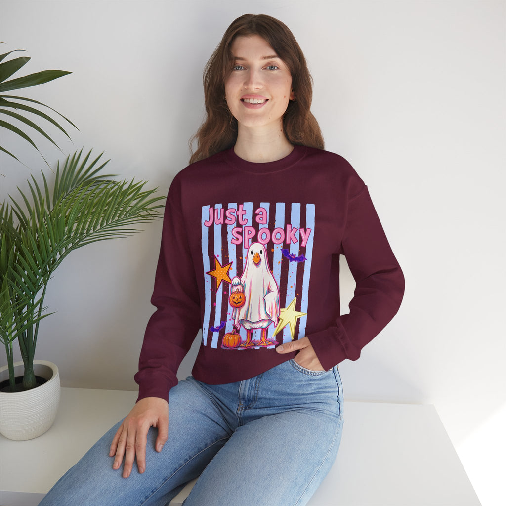 Ghost Costume Sweatshirt — "Just a Spooky" Cute Halloween Crewneck