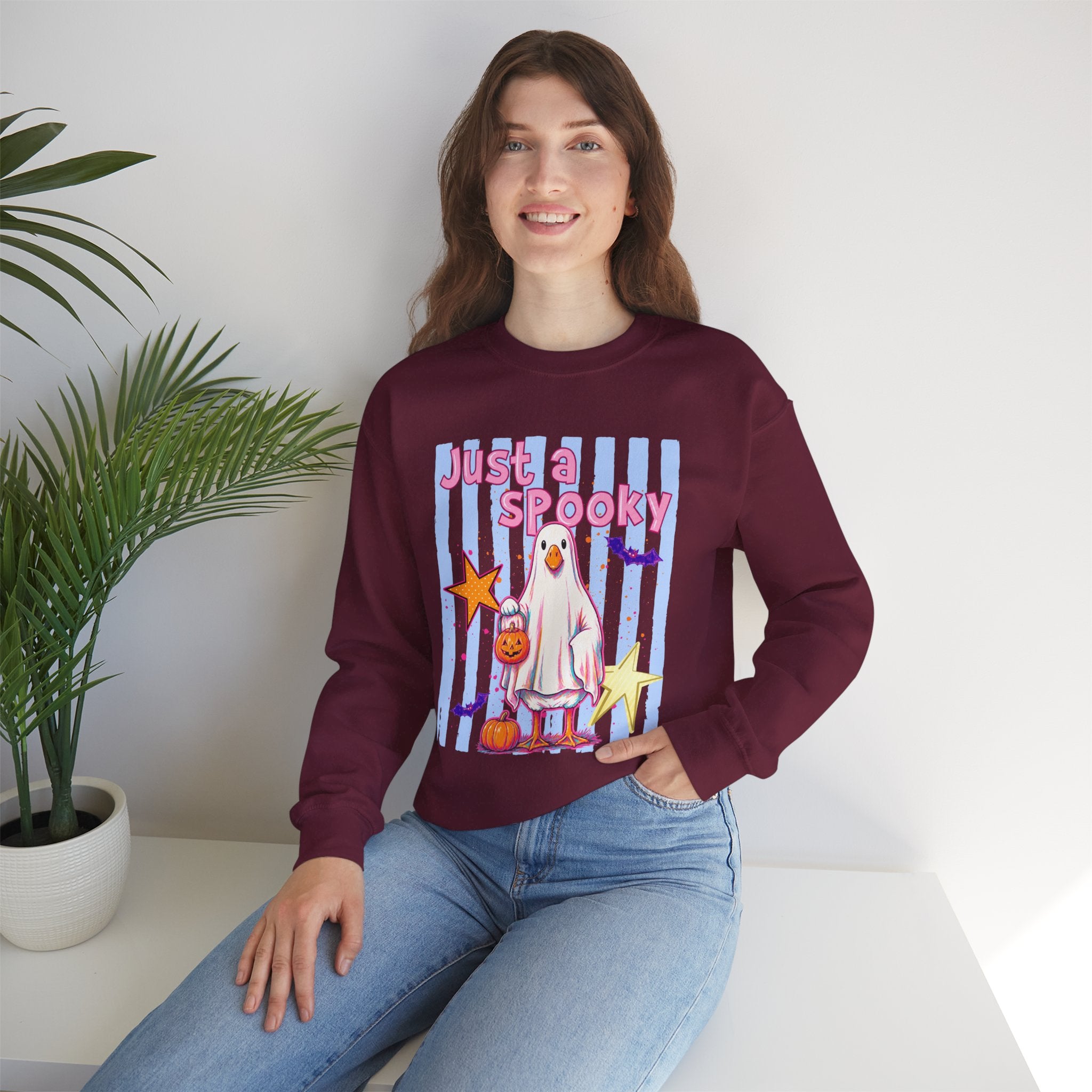 Ghost Costume Sweatshirt — "Just a Spooky" Cute Halloween Crewneck