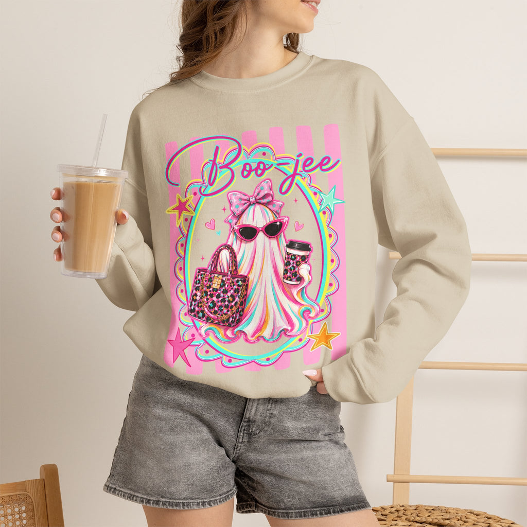 Halloween Crewneck Sweatshirt — "Boo-jee" Cute Ghost Fashion Graphic