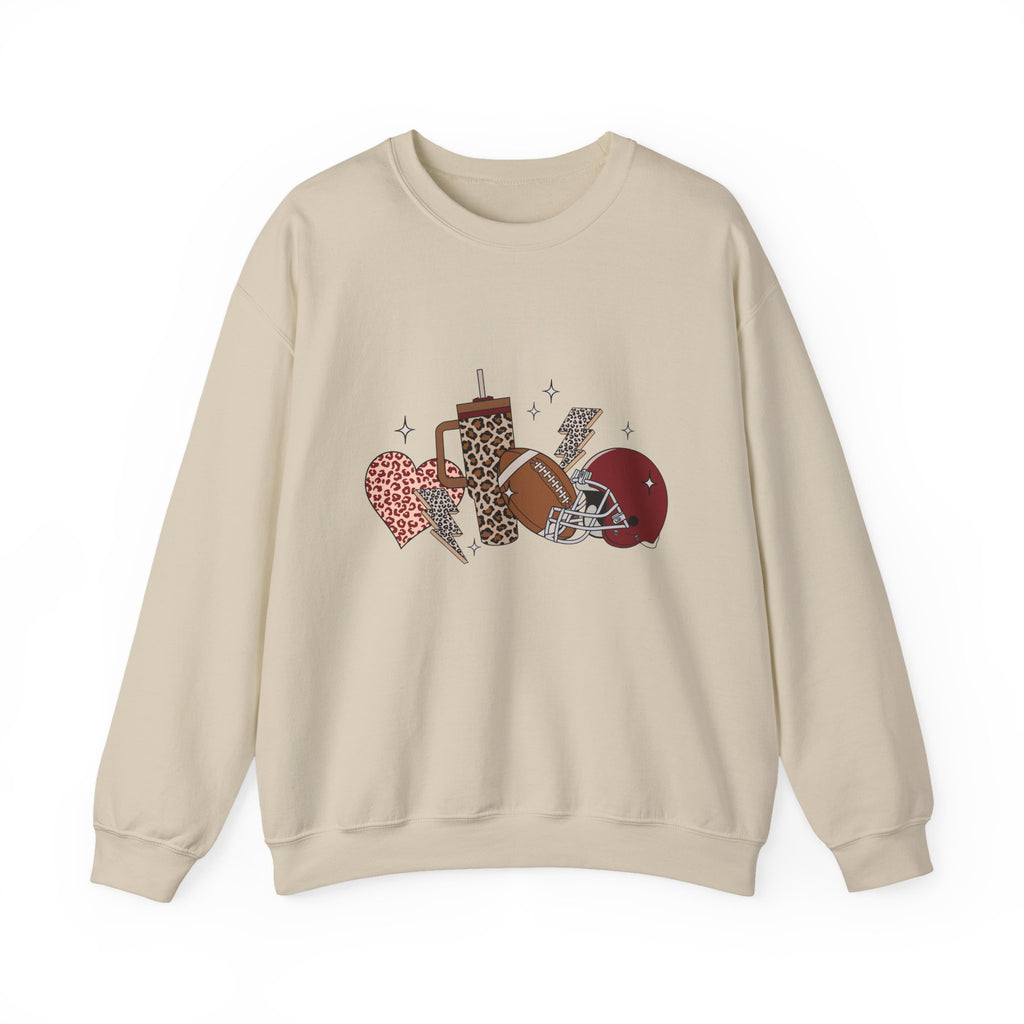 Heart & Lightning Graphic Sweatshirt — Leopard, Plaid & Red Heart Crewneck