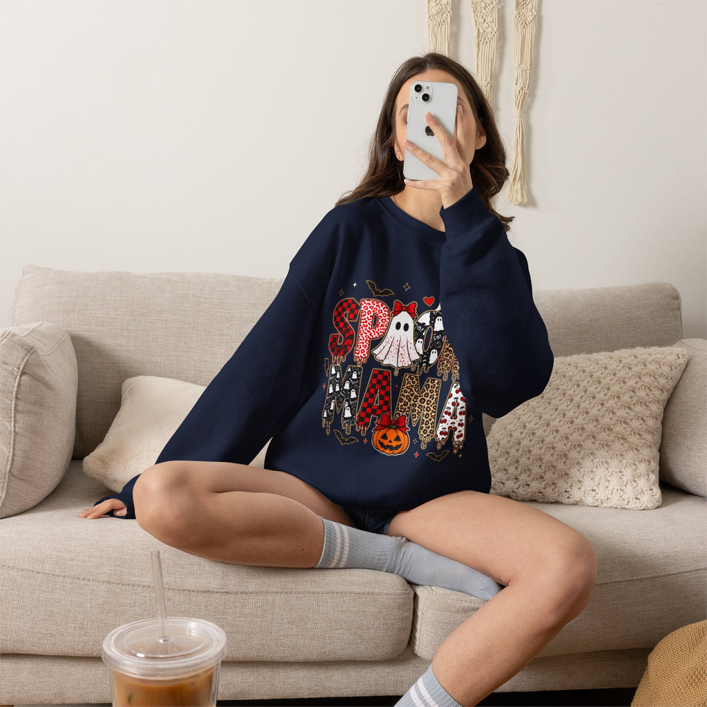 Spooky Mama Sweatshirt — Halloween Ghost Pumpkin Crewneck