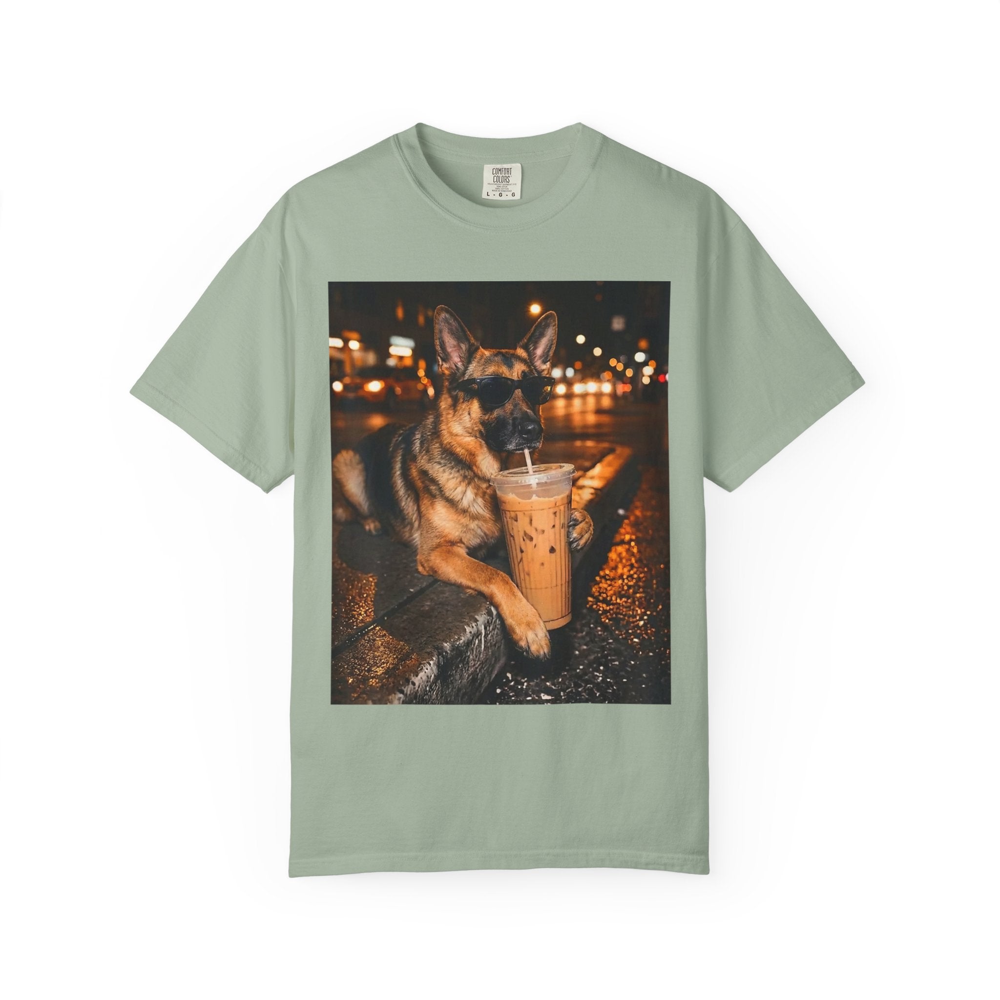 German Shepherd & Iced Coffee Photo T-Shirt — Dog