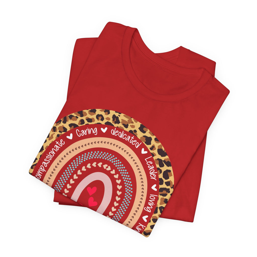 Leopard Rainbow Tee — Cute Pastel Heart Rainbow Graphic T-Shirt