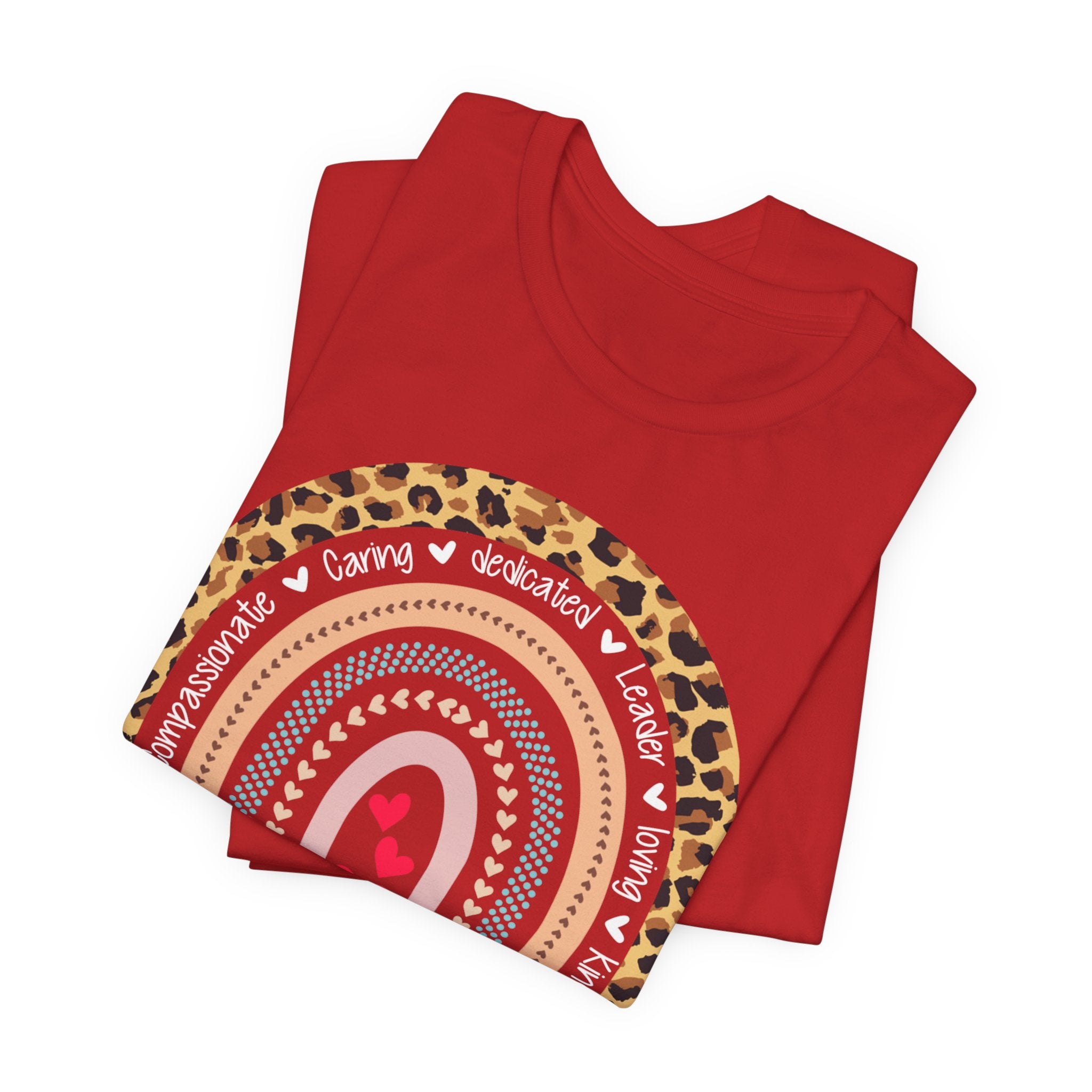 Leopard Rainbow Tee — Cute Pastel Heart Rainbow Graphic T-Shirt