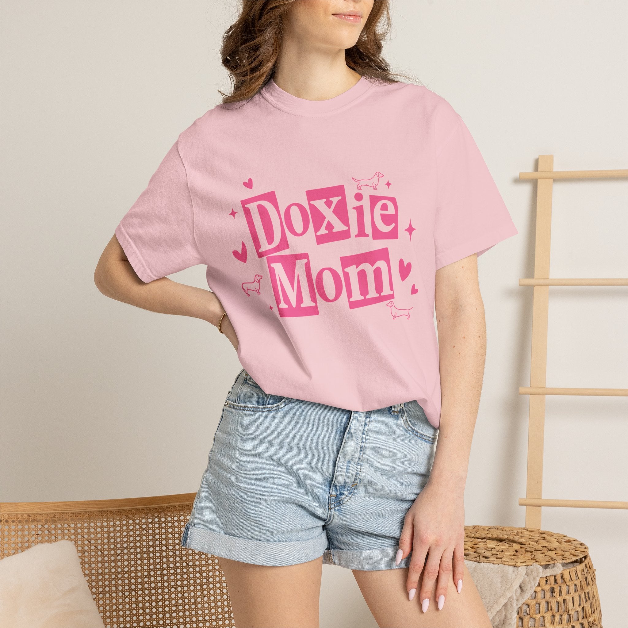 Doxie Mom T-Shirt — Cute Pink Dachshund Dog Mom Tee