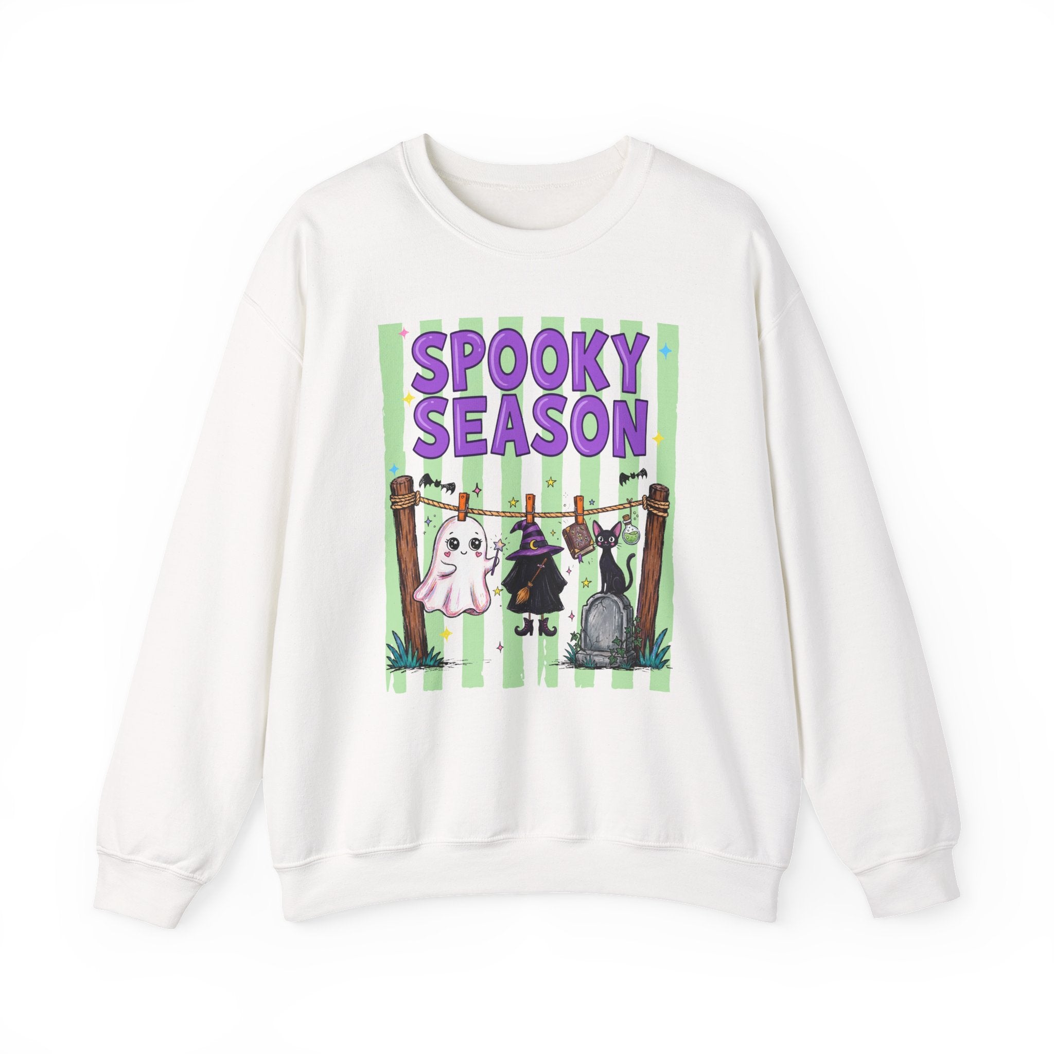 Sweatshirt — "Spooky Season" Ghost, Witch & Cat Halloween Crewneck
