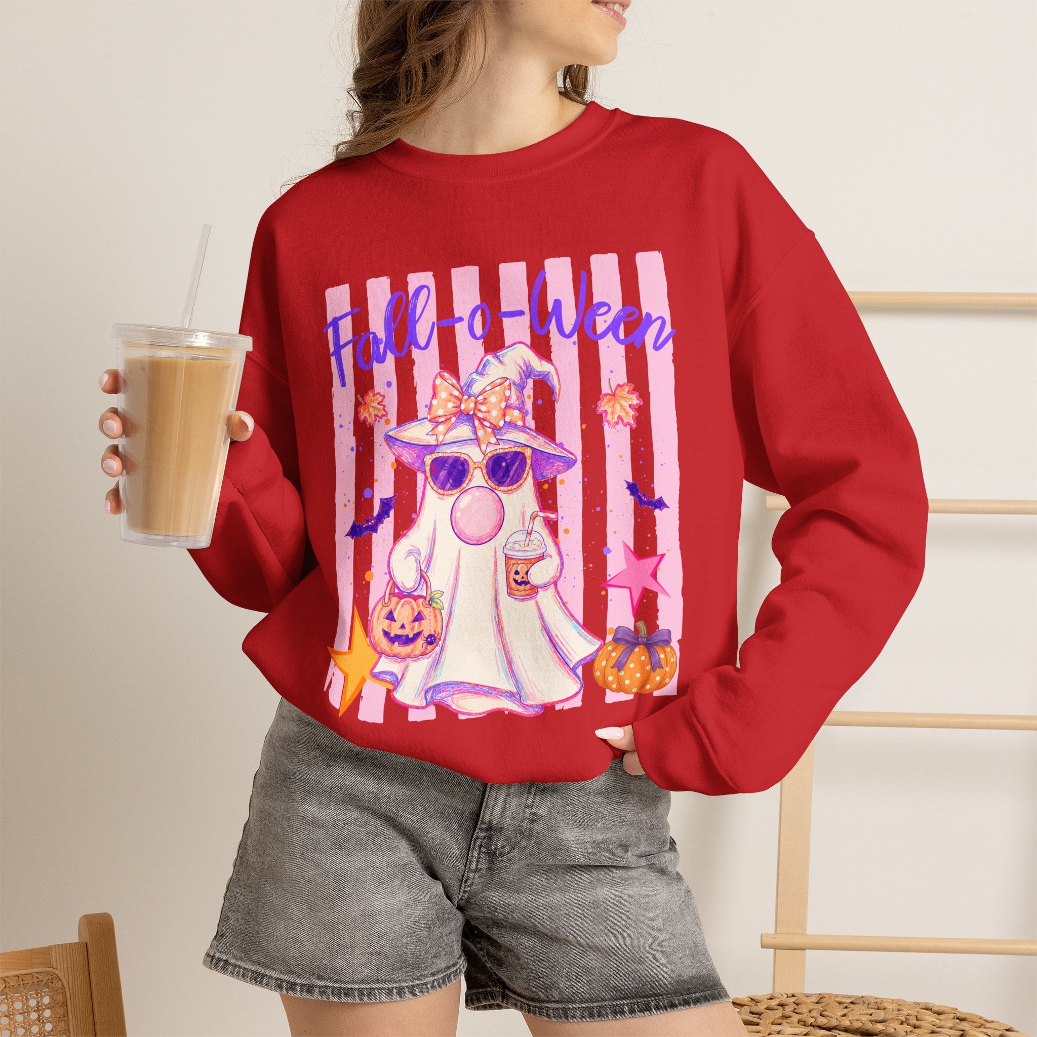 Fall-o-Ween Ghost Sweatshirt – Cute Pastel Halloween Crewneck