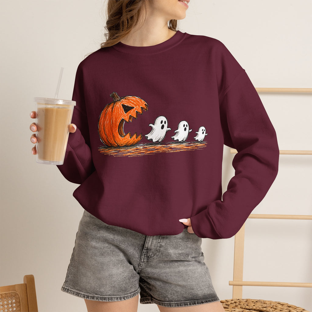 Halloween Pumpkin & Ghosts Crewneck Sweatshirt
