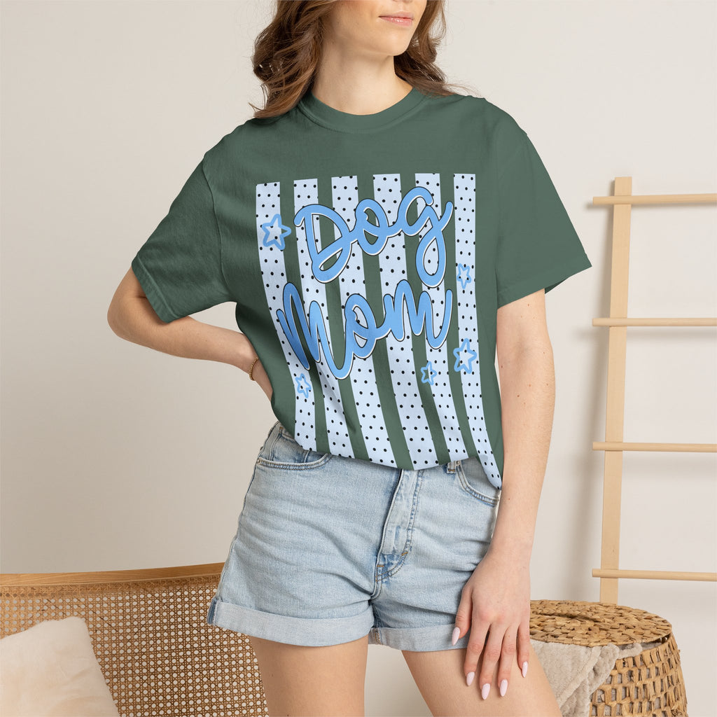 Dog Mom T-Shirt – Blue Stars & Stripes Pet Mom Tee