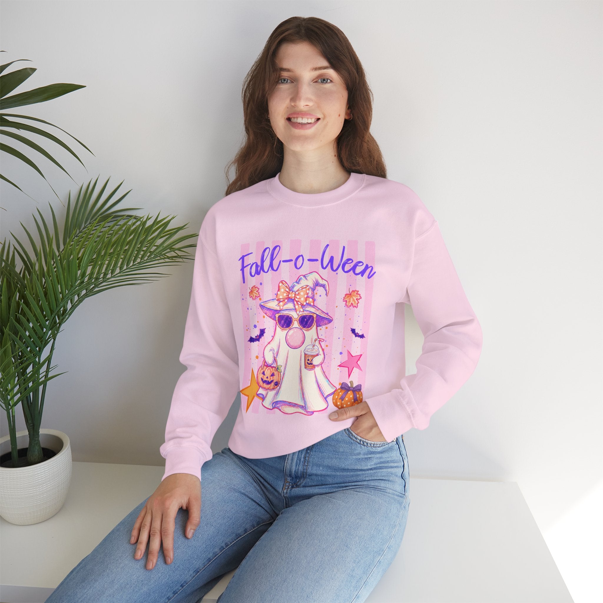 Fall-o-Ween Ghost Sweatshirt – Cute Pastel Halloween Crewneck