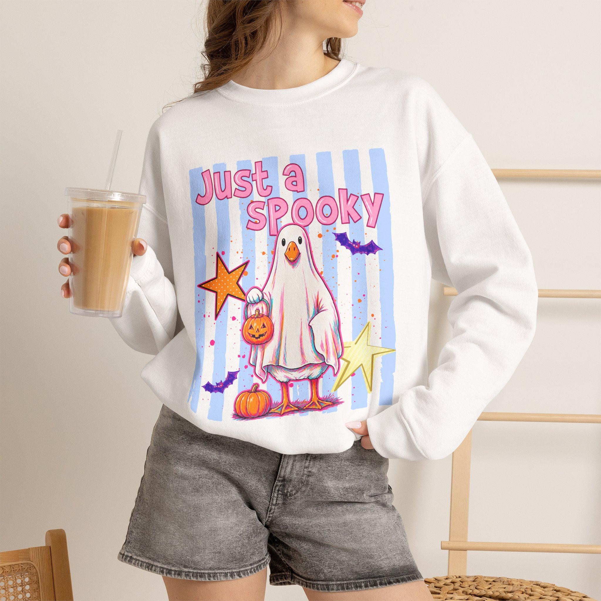 Ghost Costume Sweatshirt — "Just a Spooky" Cute Halloween Crewneck
