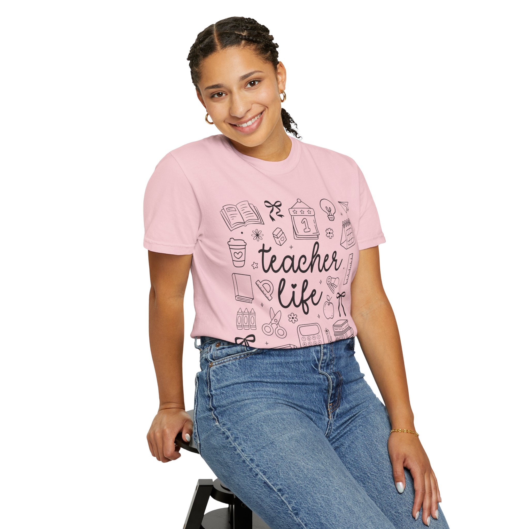 Teacher Life T-Shirt — School Supplies Sketch Graphic Tee
