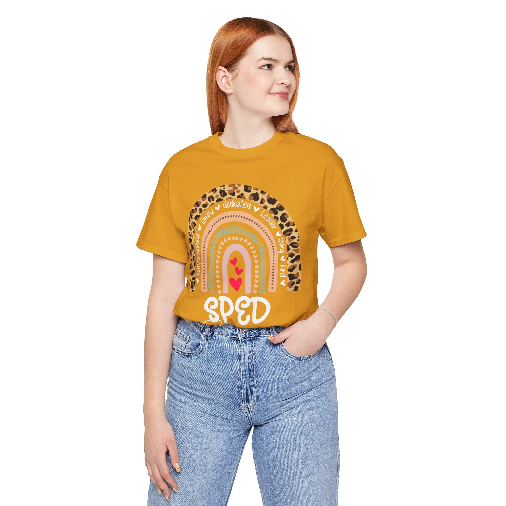 Leopard Rainbow Tee — Cute Pastel Heart Rainbow Graphic T-Shirt