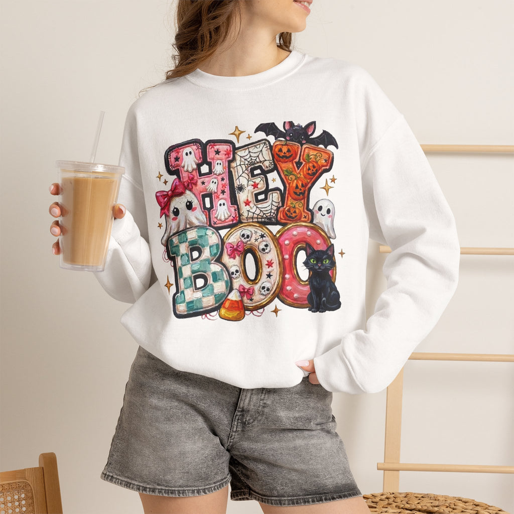 Halloween 'Boo!' Crewneck Sweatshirt – Cute Ghosts & Candy Halloween Pullover