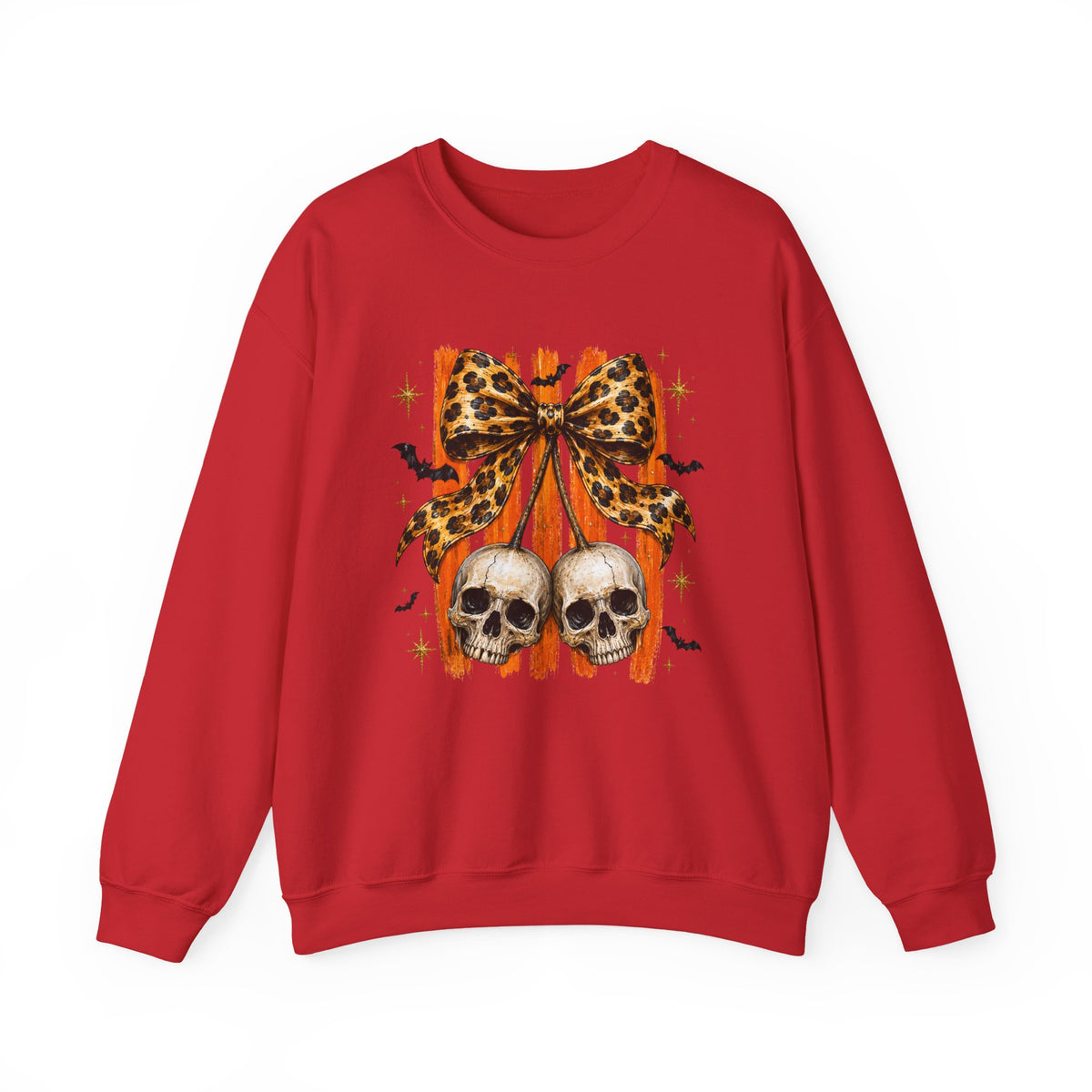 Skull Bow Sweatshirt — Leopard Bow Halloween Crewneck