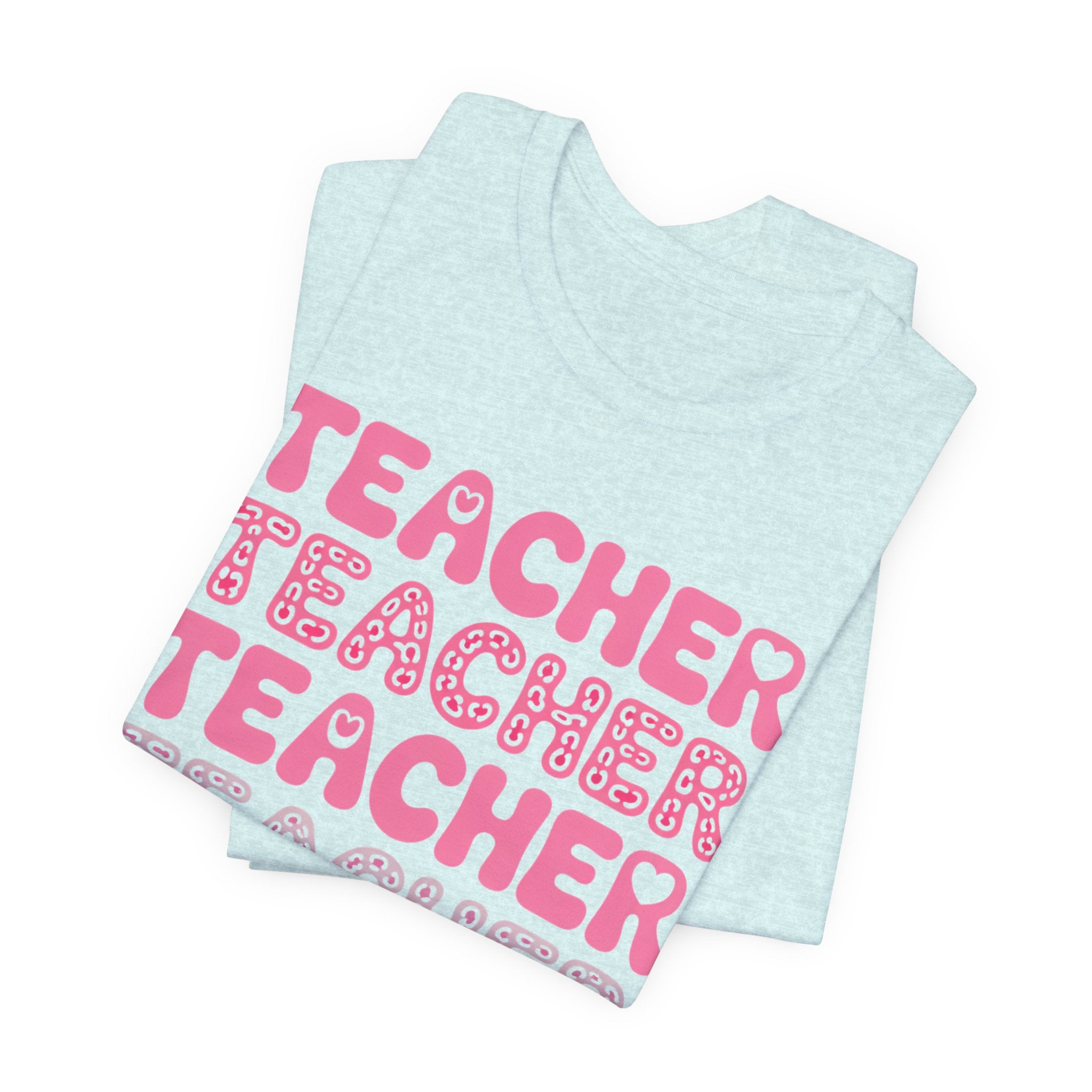 Teacher Repeating Pink Typography T‑Shirt