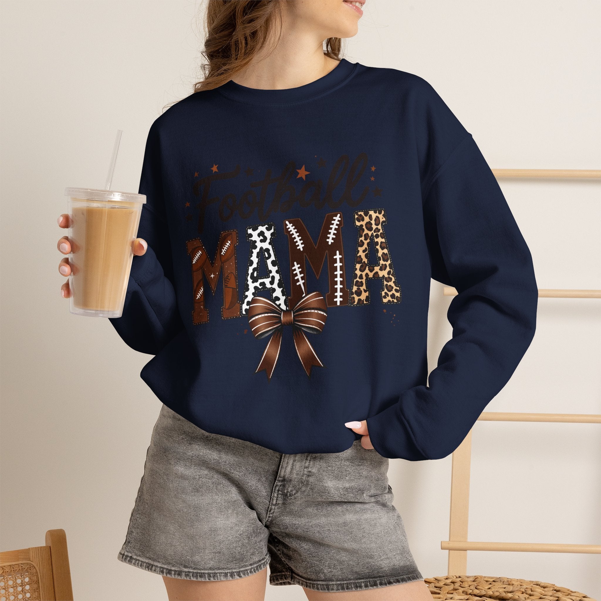 Football Mama Sweatshirt – Leopard Print Football Mom Crewneck