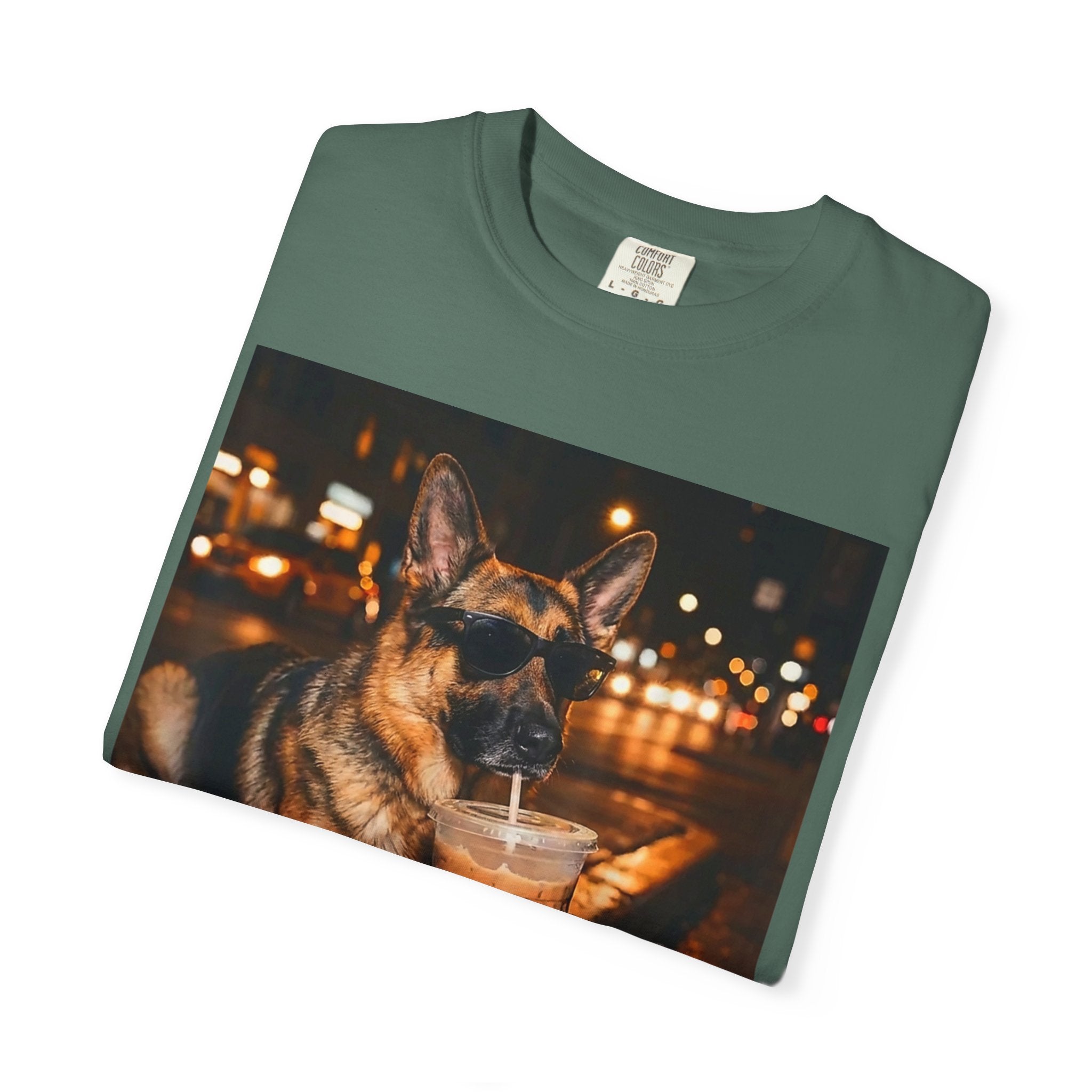 German Shepherd & Iced Coffee Photo T-Shirt — Dog