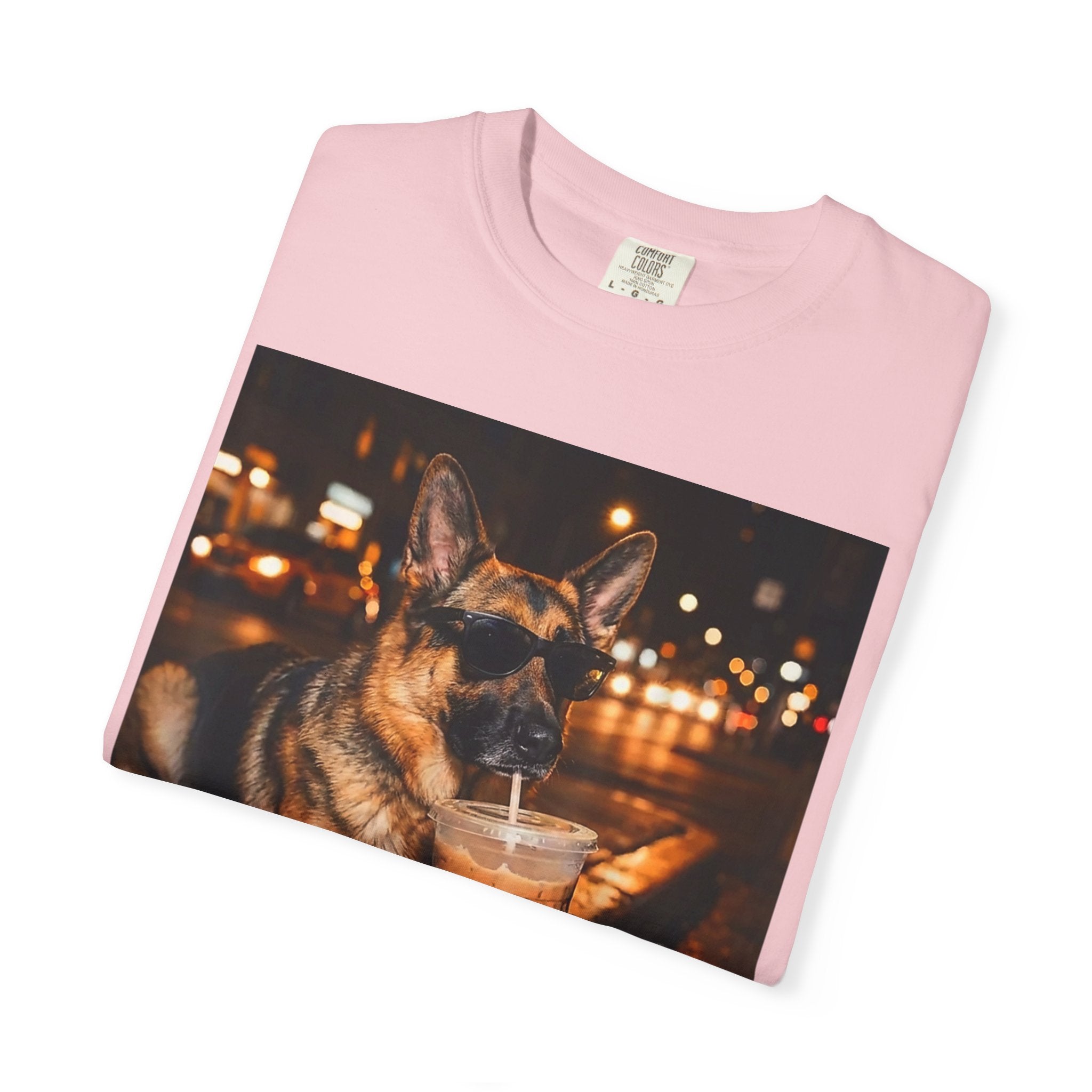German Shepherd & Iced Coffee Photo T-Shirt — Dog