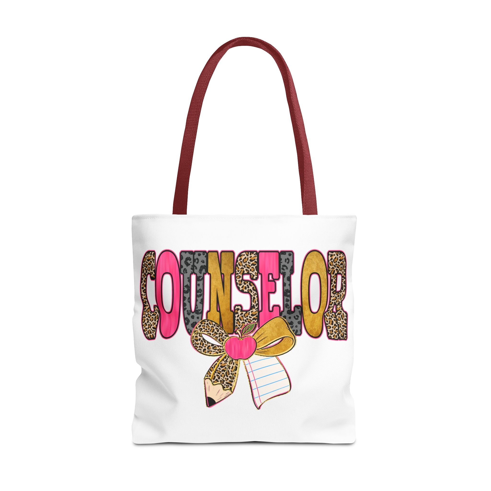 Counselor Tote Bag — Cute Leopard Pencil & Ribbon School Counselor Gift
