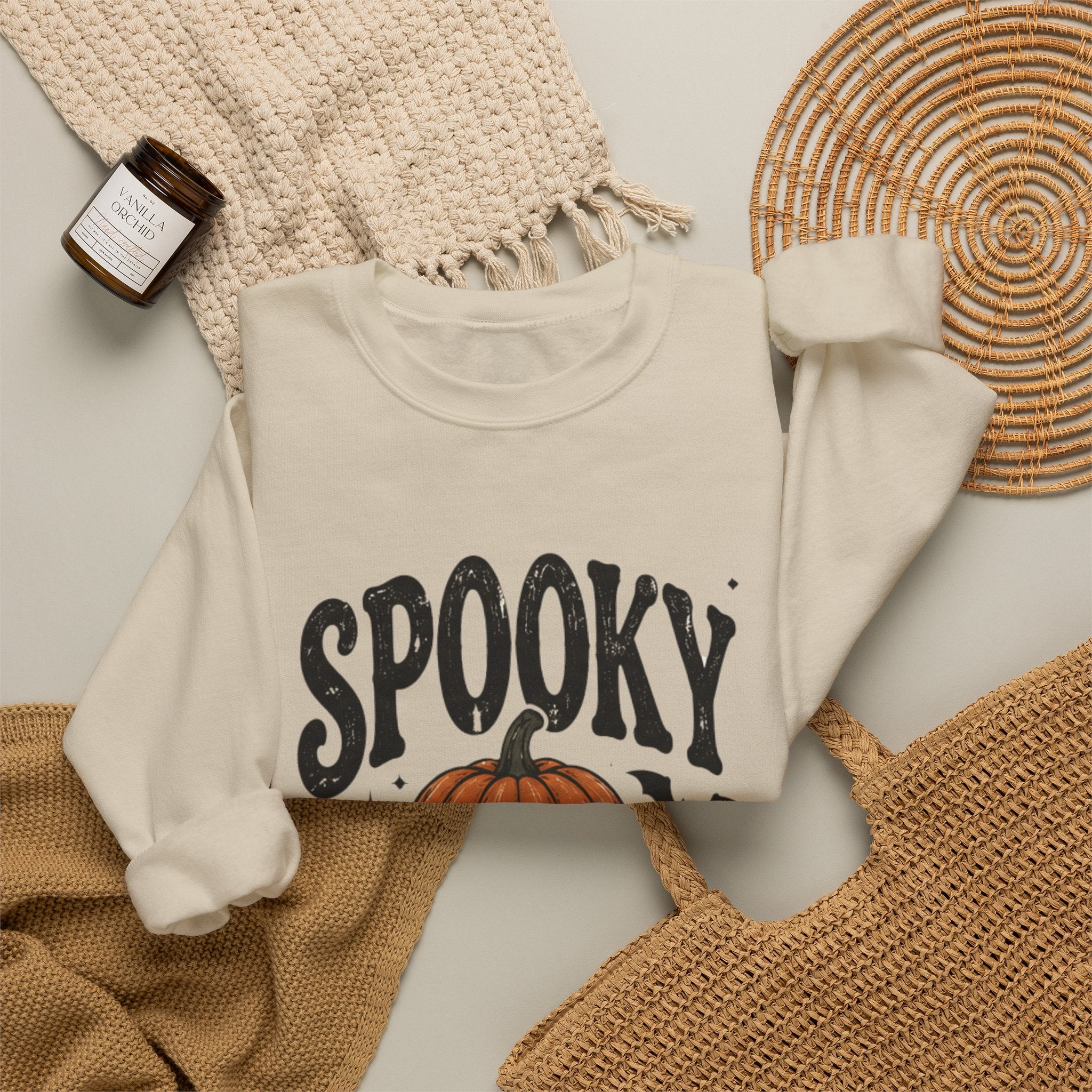 Spooky Season Sweatshirt — Pumpkin Jack-O'-Lantern Halloween Crewneck