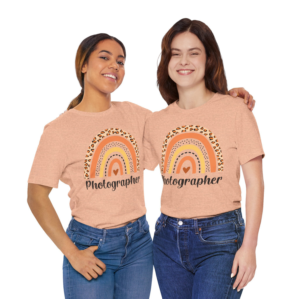 Photographer Rainbow Tee — Leopard Print Rainbow Graphic T-Shirt for Photographers